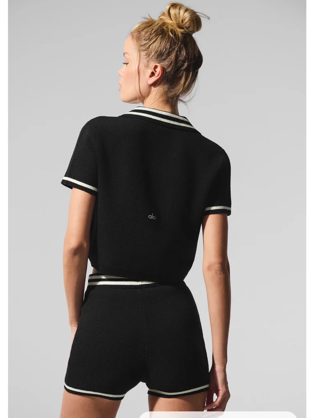NWT large ALO Tennis Club knit Polo Crop Top - Picture 3 of 10